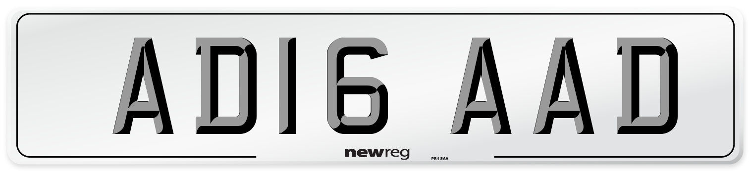 AD16 AAD Number Plate from New Reg